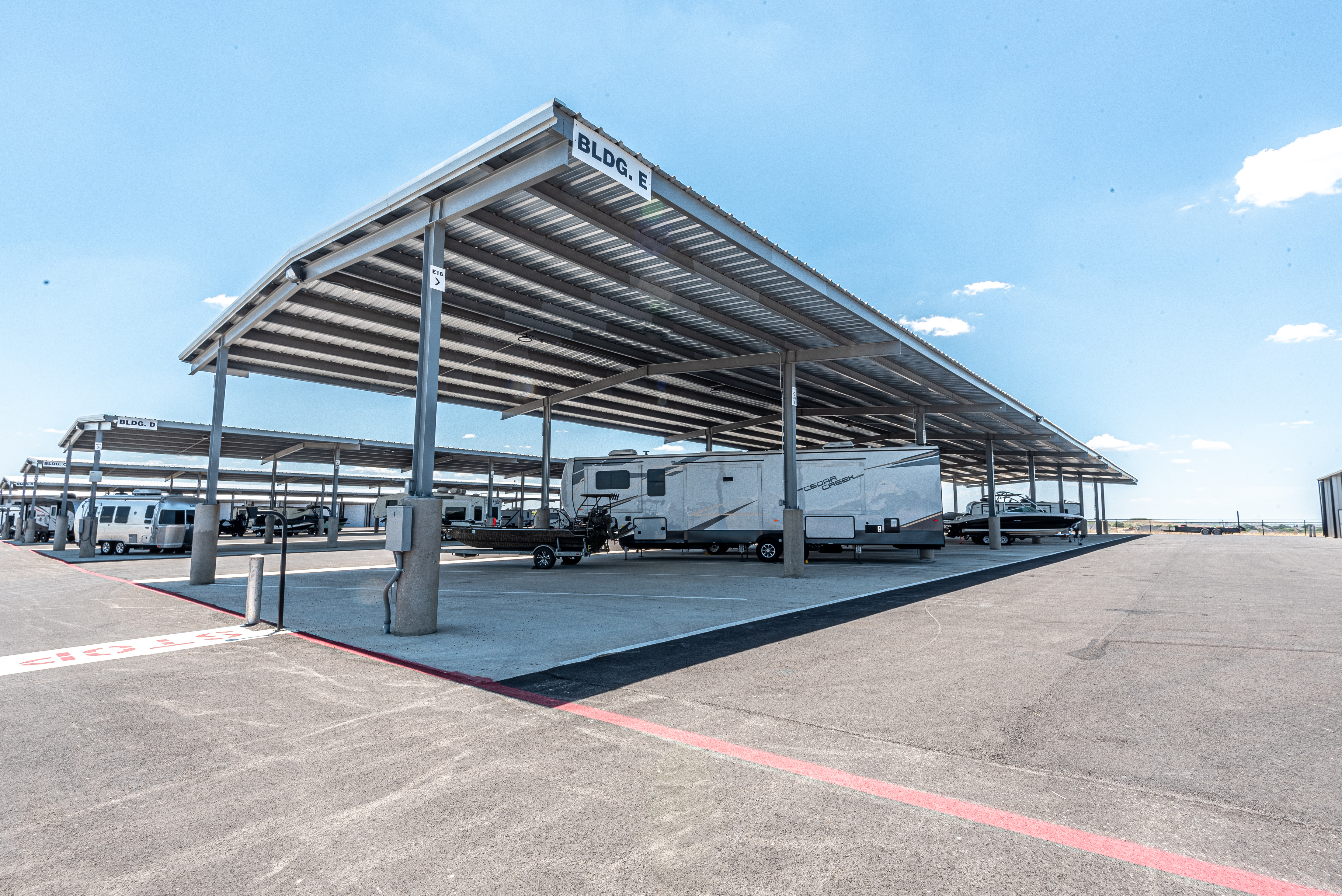 Haslet Boat & RV Storage offers Canopy parking units in a variety of sizes to fit your storage needs